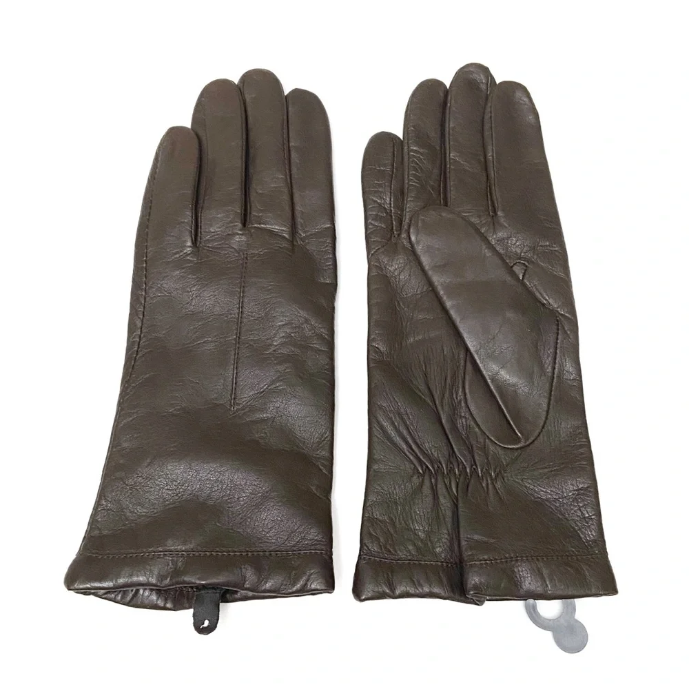 Fownes Brown Leather Lined Winter Gloves Womens Size Large NEW
